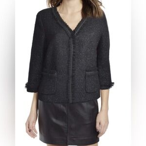 Talbots Grace Fit Wool Blend Snap Front Jacket shimmering black size 14